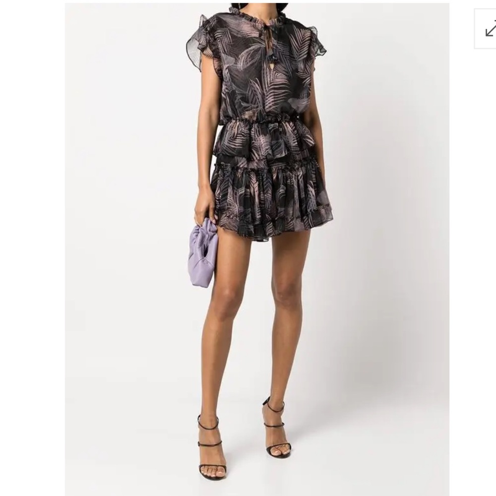 MISA Los Angeles Palm Leaf Mini Dress